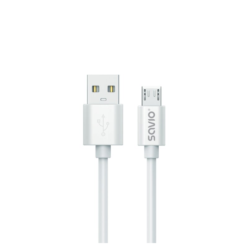 Savio 3 m USB 2.0 USB A - Micro USB White CL-167 USB cable Micro-USB A