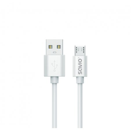 Savio 3 m USB 2.0 USB A - Micro USB White CL-167 USB cable Micro-USB A