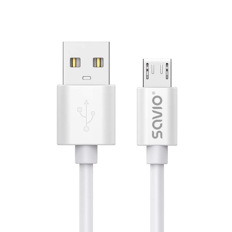 Savio USB cable 3 m USB 2.0 USB A - Micro USB White CL-167 câble USB Micro-USB A Blanc