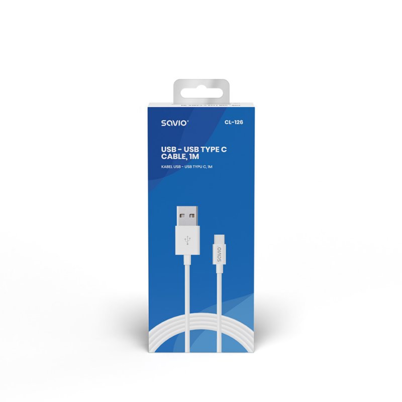 Savio CL-126 USB cable 1 m USB 2.0 USB C USB A White
