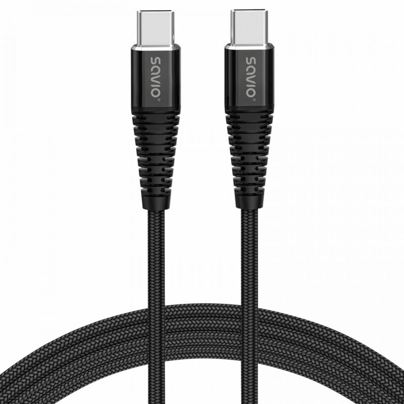 Savio CL-160 câble USB 2 m USB 2.0 USB C Noir