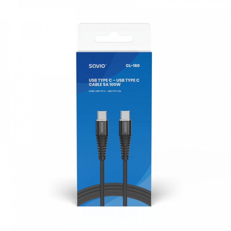 Savio CL-160 USB cable 2 m USB 2.0 USB C Black