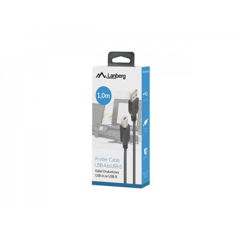 Lanberg CA-USBA-15CU-0010-BK câble USB 1 m USB 2.0 USB B Noir