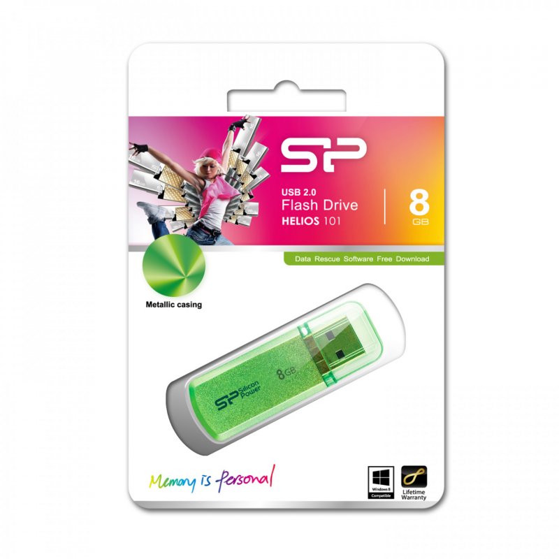 Silicon Power 8GB Helios 101 lecteur USB flash 8 Go USB Type-A 2.0 Vert