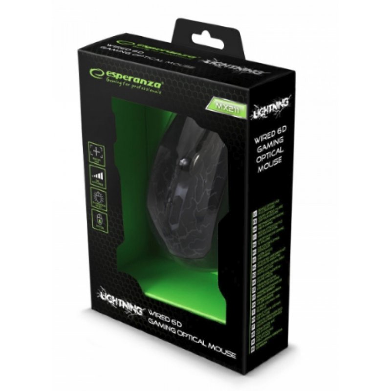Esperanza EGM211R souris Droitier USB Type-A Optique 2400 DPI