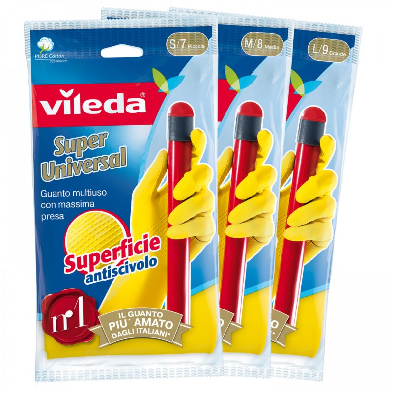 Vileda Super Universal Household gloves Beige, Yellow Cotton, Latex 1 pc(s)
