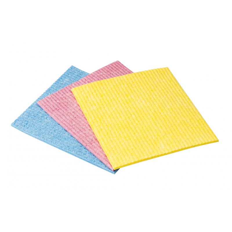 Vileda 142289 éponge Rectangulaire Cellulose, Coton, Fibre Bleu, Rose, Jaune 3 pièce(s)