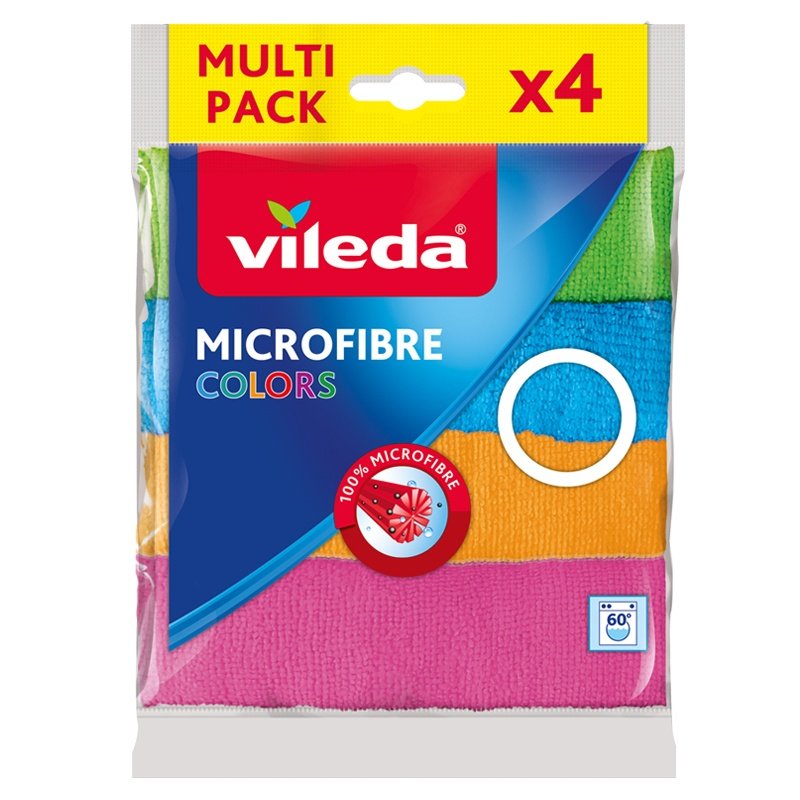 Vileda 4023103192577 Chiffon de nettoyage Microfibre, Polyamide, Polyester Multicolore 4 pièce(s)