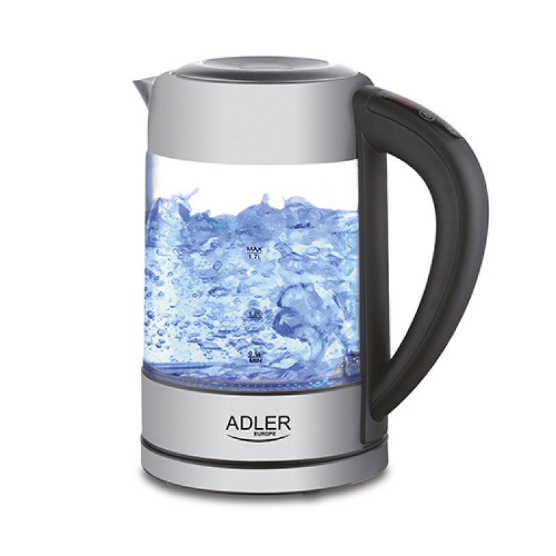 Adler AD 1247 NEW bouilloire 1,7 L 2200 W Noisettes, Acier inoxydable, Transparent