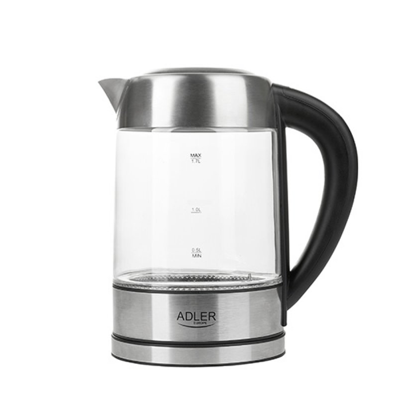 Adler AD 1247 NEW bouilloire 1,7 L 2200 W Noisettes, Acier inoxydable, Transparent