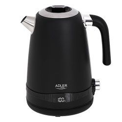 Adler AD 1295b electric kettle 1 L 2200 W Black, Stainless steel