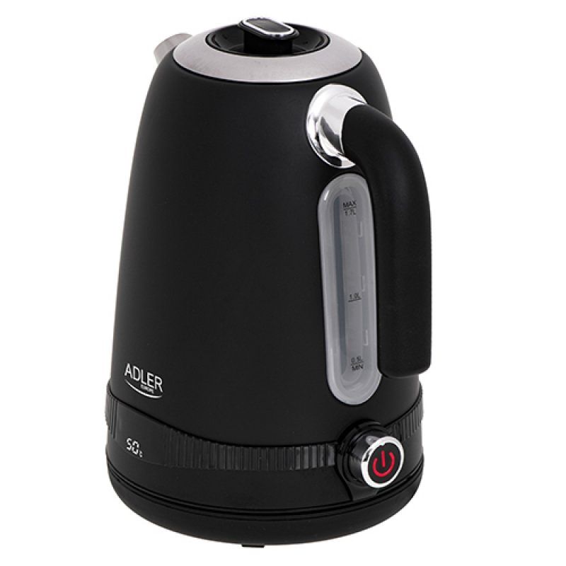 Adler AD 1295b bouilloire 1 L 2200 W Noir, Acier inoxydable