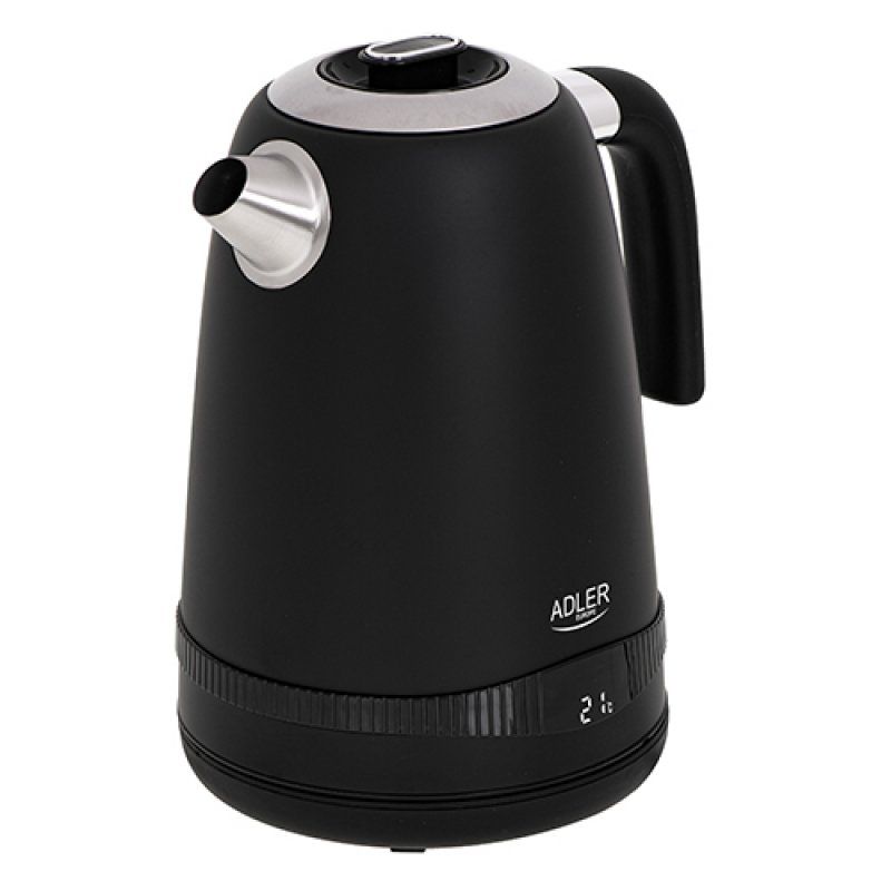 Adler AD 1295b electric kettle 1 L 2200 W Black, Stainless steel