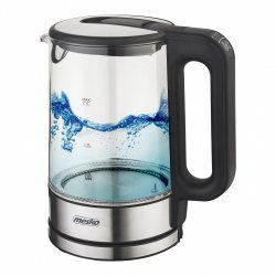 Mesko Home MS 1301B bouilloire 1,7 L 2200 W Noir, Acier inoxydable, Transparent