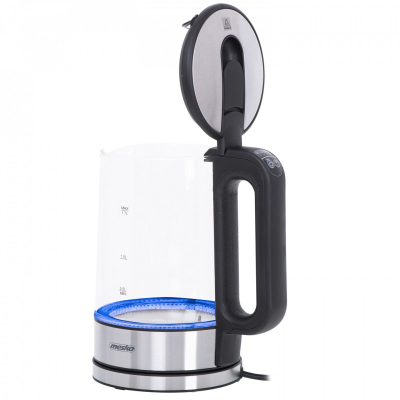 Mesko Home MS 1301B bouilloire 1,7 L 2200 W Noir, Acier inoxydable, Transparent