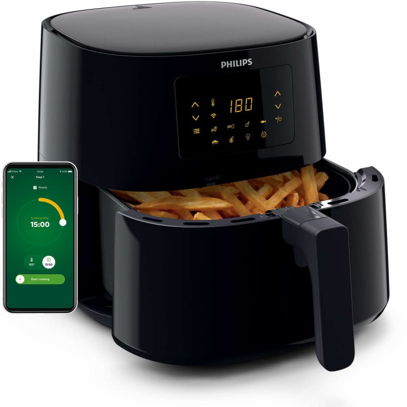 Philips Essential HD9280/70 fryer Single 6.2 L 2000 W Hot air fryer Black, Silver