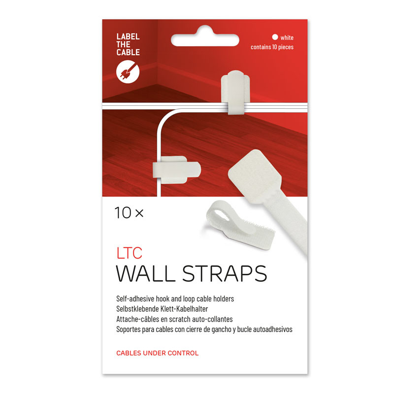 LABEL THE CABLE compatible Wall Klettkabelhalter 10er Set - white