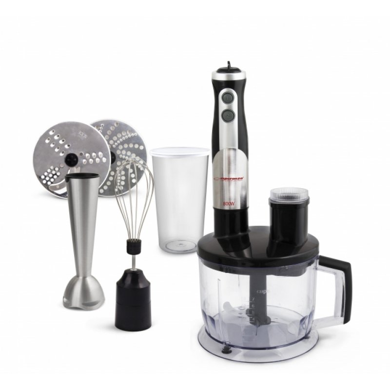 Esperanza EKM004 blender 0,6 L Mélangeur par immersion 800 W Noir, Argent, Transparent
