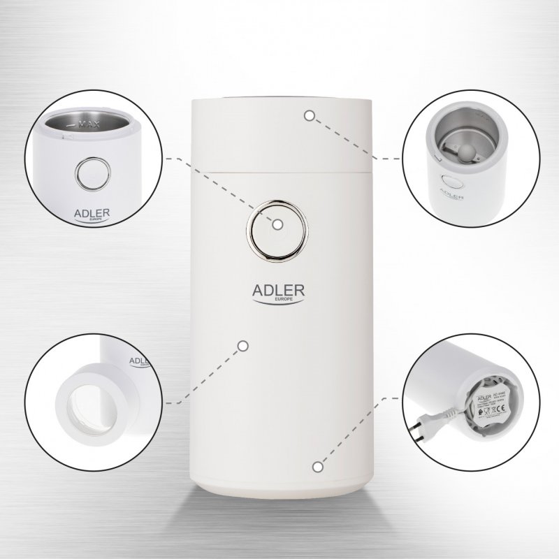 Adler AD 4446WS appareil à moudre le café 150 W Blanc