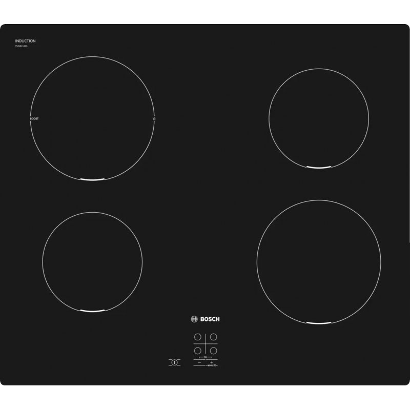 Bosch Serie 2 PUG611AA5E plaque Noir Comptoir 60 cm Plaque avec zone à induction 4 zone(s)