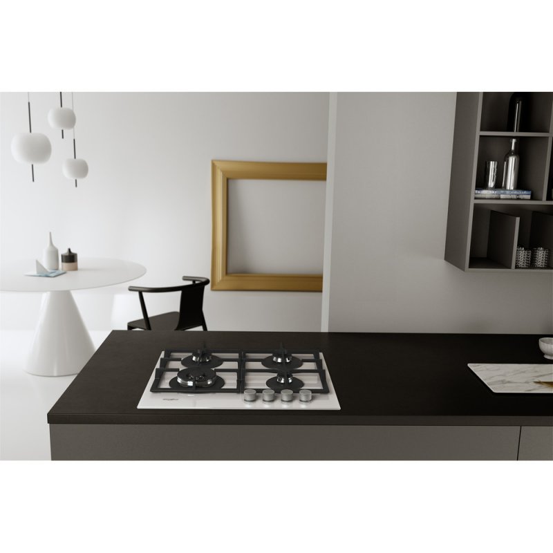 Whirlpool AKTL629/WH plaque Blanc Intégré 59 cm Gaz 4 zone(s)