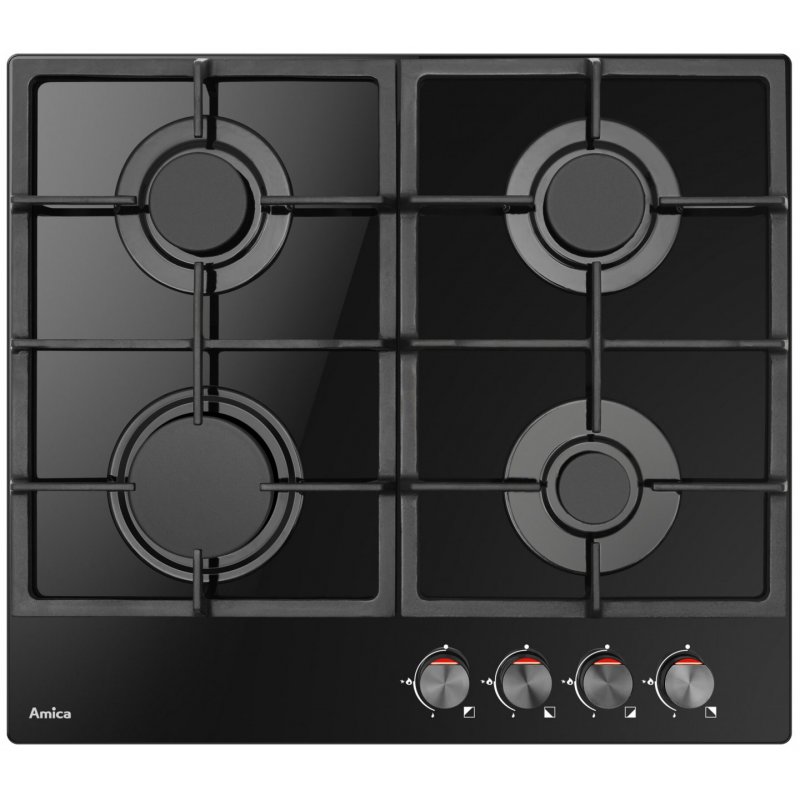 Amica PGCA6100APB hob Black Built-in 59 cm Gas 4 zone(s)