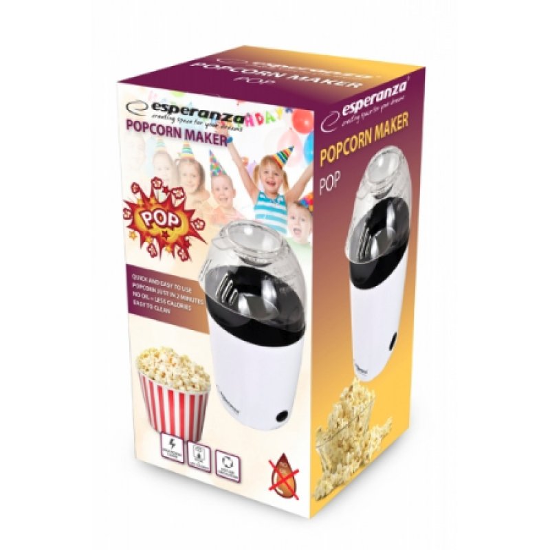 Esperanza EKP006 machine à popcorn Noir, Blanc 0,27 L 2 min 1200 W