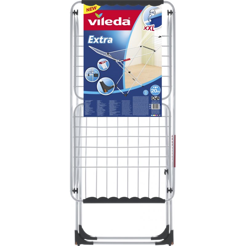 Vileda 157215 laundry drying rack/line Floor-standing rack Black, Stainless steel