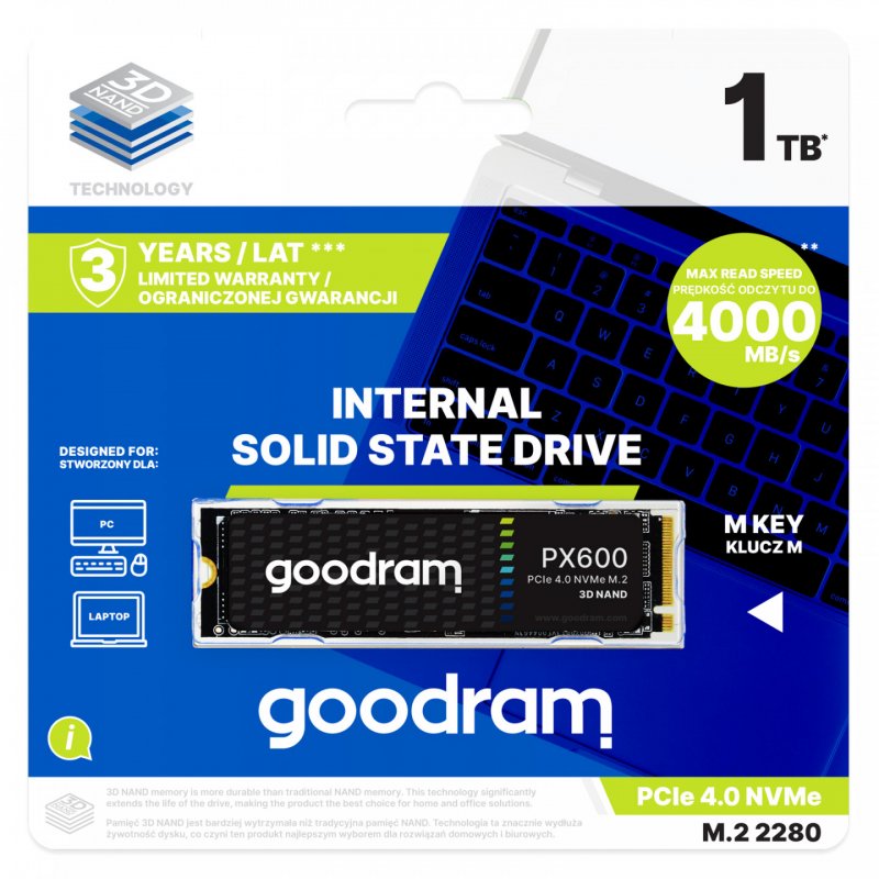 Goodram SSDPR-PX600-250-80 disque SSD M.2 250 Go PCI Express 4.0 3D NAND NVMe