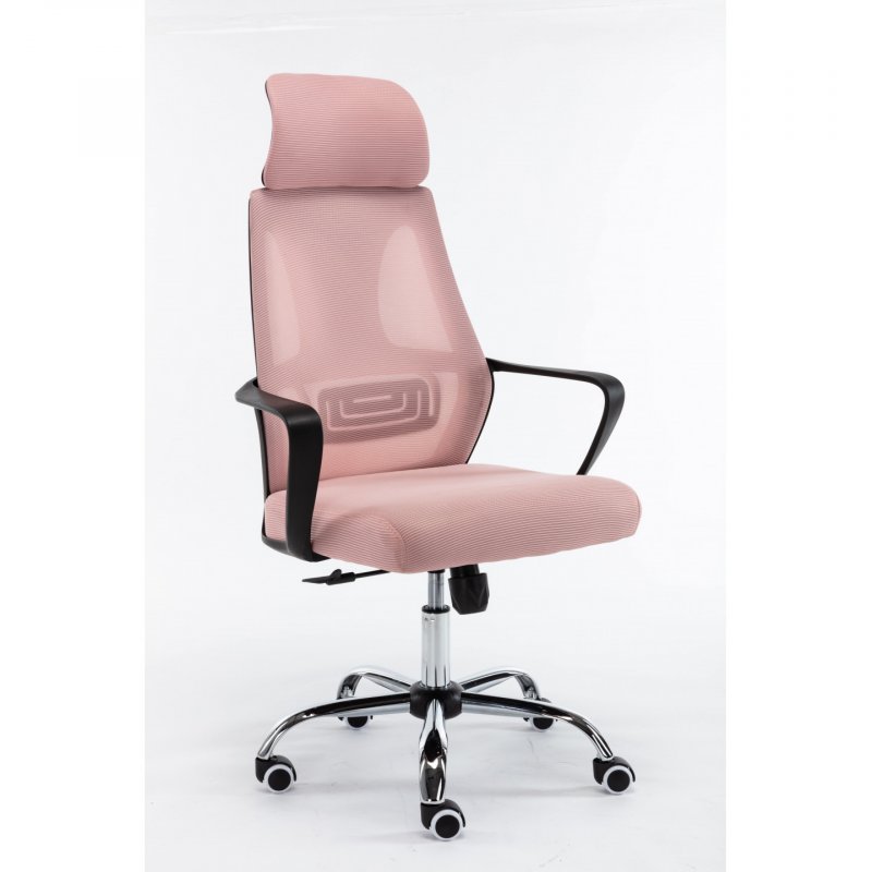 Topeshop FOTEL NIGEL RÓŻOWY chaise et fauteuil de bureau Siège rembourré Dossier grillagé