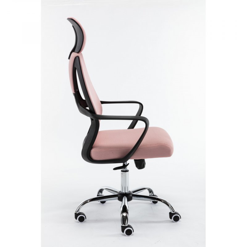Topeshop FOTEL NIGEL RÓŻOWY chaise et fauteuil de bureau Siège rembourré Dossier grillagé