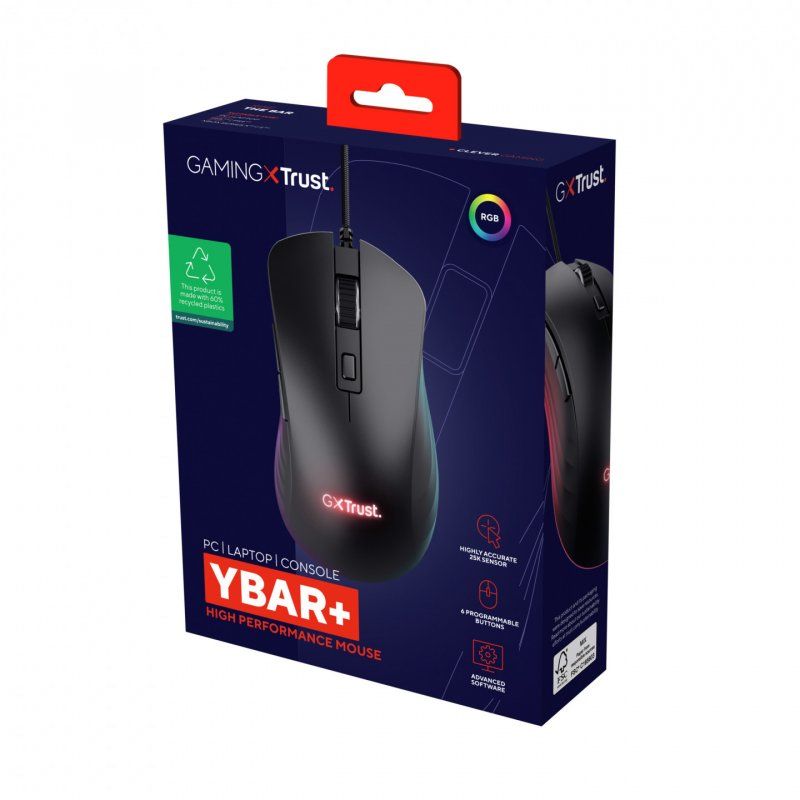 Trust GXT924 YBAR souris Droitier USB Type-A Optique 25600 DPI