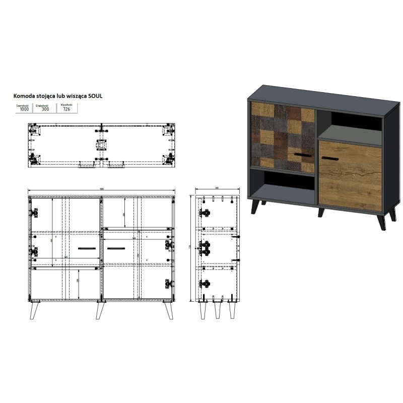 Cama sideboard 2D SOUL 85/100/30