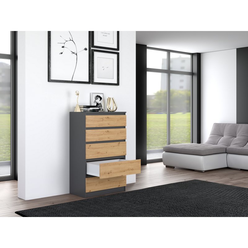 Topeshop M5 ANTRACYT/ARTISAN chest of drawers