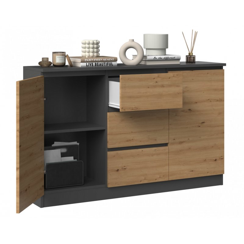 2D3S chest of drawers 120x30x75 cm anthracite/artisan