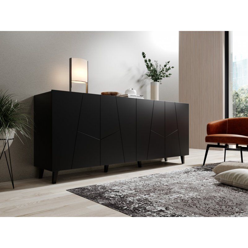 ETNA chest of drawers 200x42x82 black matt