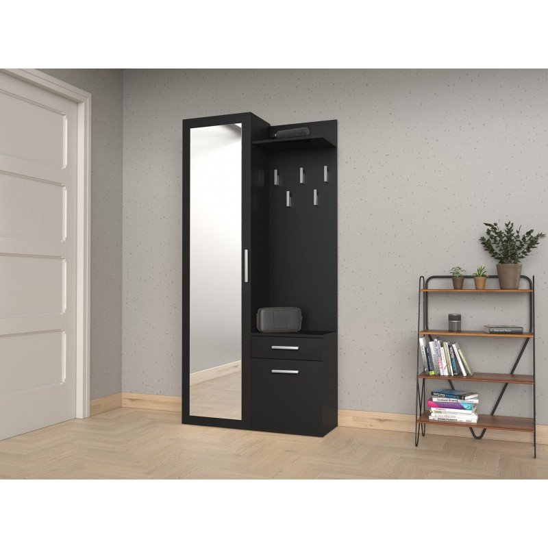 Topeshop GAR DUO CZERŃ armoire d’entrée