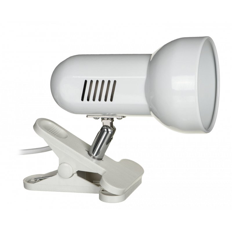 Activejet Lampe de bureau à pince, blanche, métal, fil E27