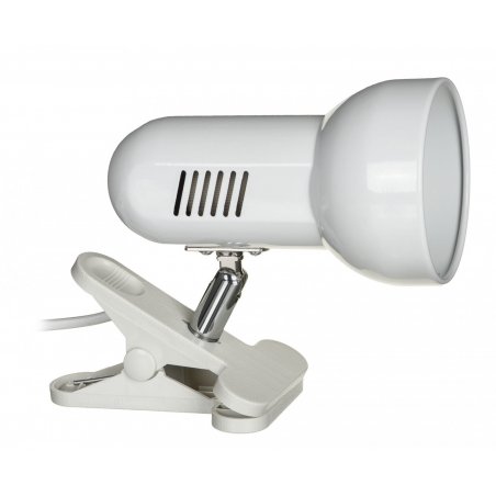 Activejet Lampe de bureau à pince, blanche, métal, fil E27