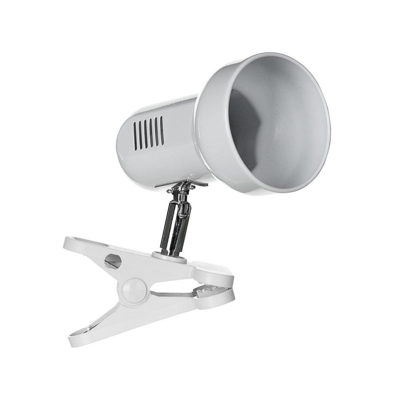 Activejet Lampe de bureau à pince, blanche, métal, fil E27