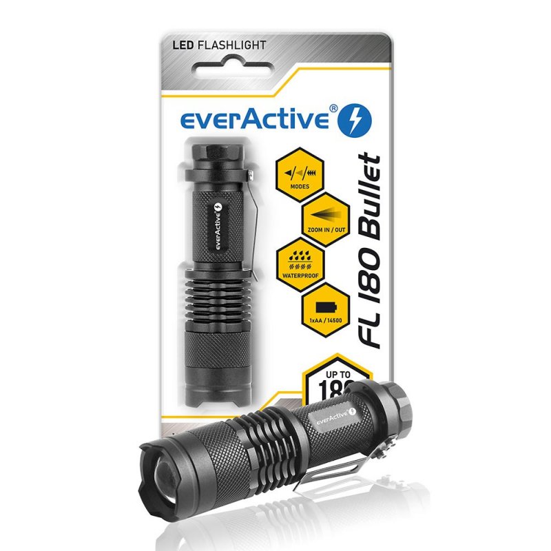 Everactive FL180 torche et lampe de poche Noir Lampe torche LED
