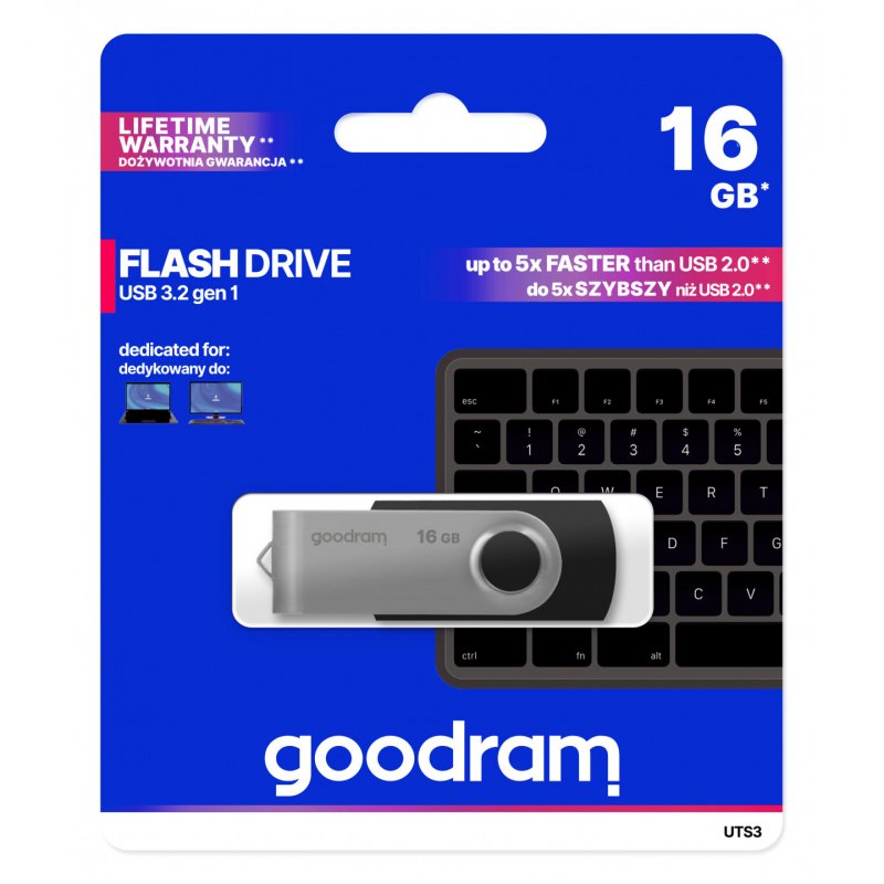 Goodram UTS3 lecteur USB flash 16 Go USB Type-A 3.2 Gen 1 (3.1 Gen 1) Noir