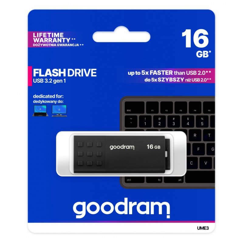 Goodram UME3 lecteur USB flash 16 Go USB Type-A 3.2 Gen 1 (3.1 Gen 1) Noir