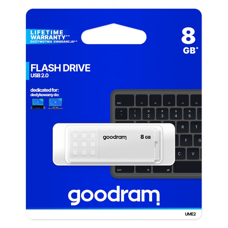 Goodram UME2 lecteur USB flash 8 Go USB Type-A 2.0 Blanc