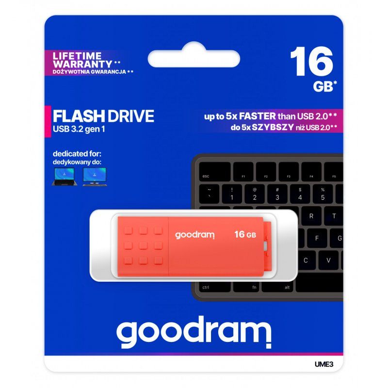 Goodram UME3 lecteur USB flash 16 Go USB Type-A 3.2 Gen 1 (3.1 Gen 1) Orange