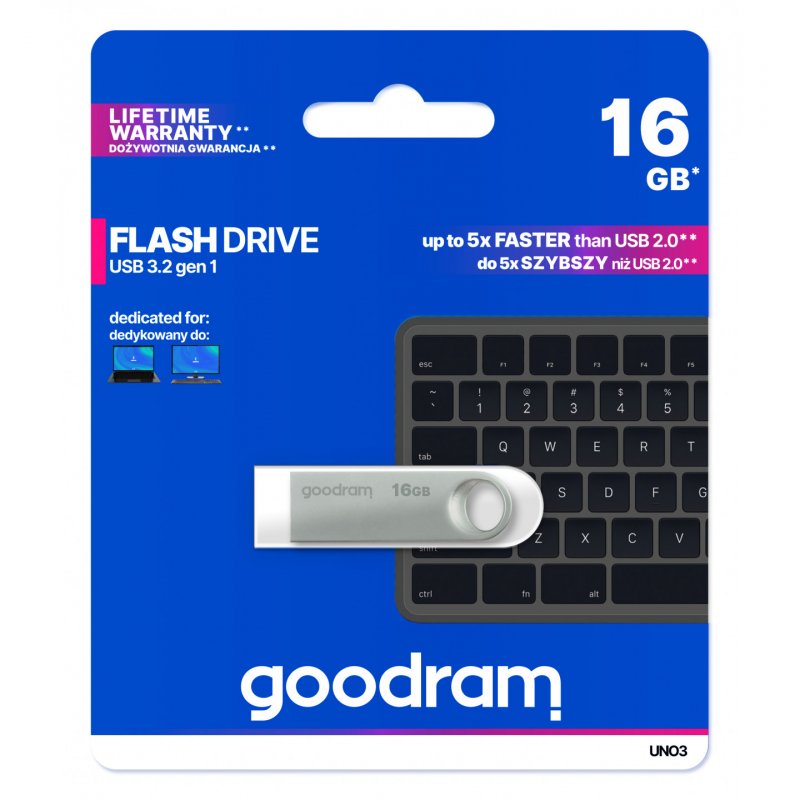 Goodram USB UNO3-0160S0R11 USB flash drive 16 GB USB Type-A 3.2 Gen 1 (3.1 Gen 1) Silver