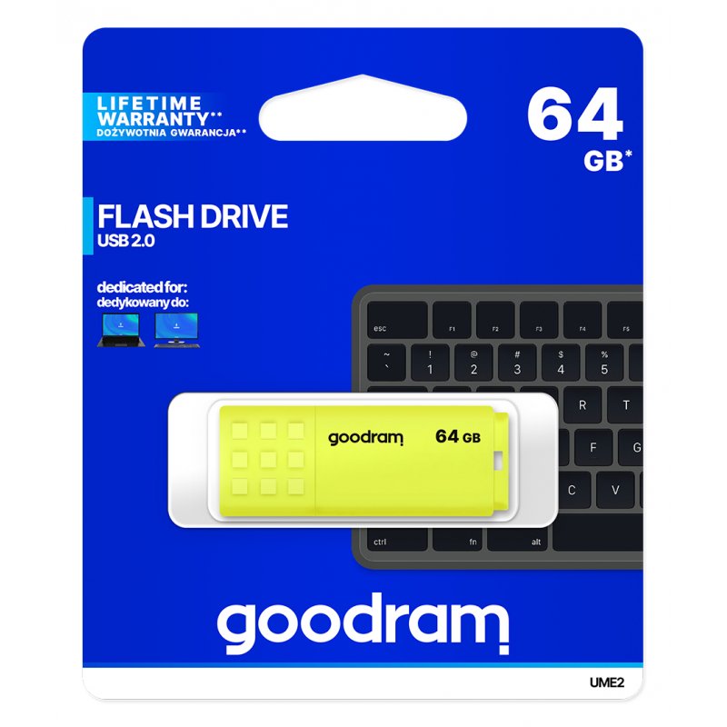 Goodram UME2-0640Y0R1 USB flash drive 64 GB USB Type-A 2.0 Yellow