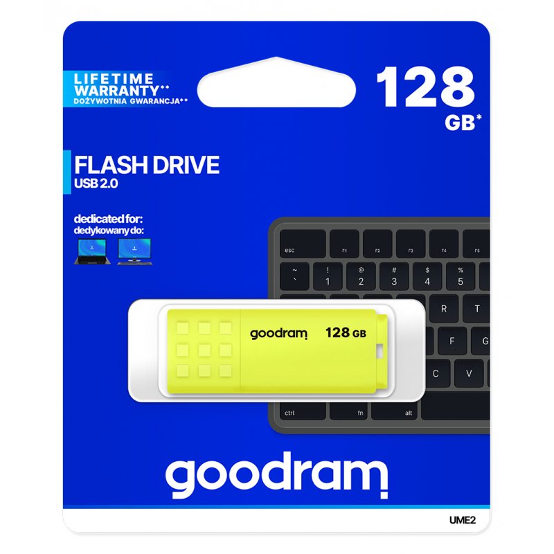 Goodram UME2 128GB USB flash drive USB Type-A 2.0 Yellow