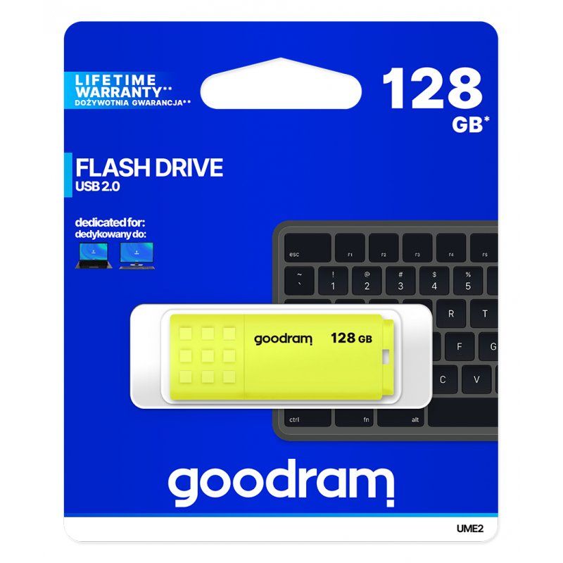 Goodram UME2 lecteur USB flash 128 Go USB Type-A 2.0 Jaune