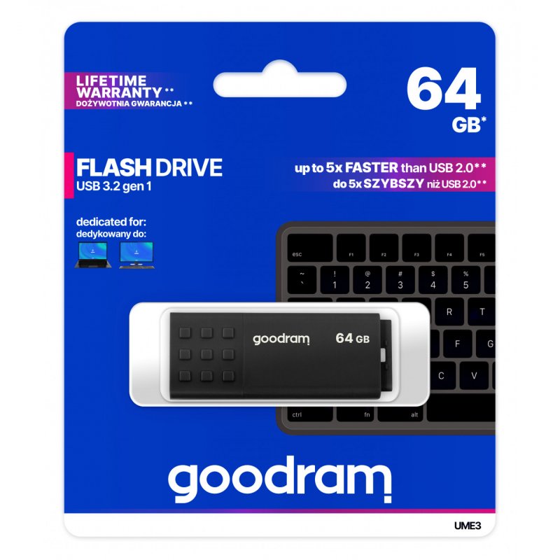 Goodram UME3 USB flash drive 64 GB USB Type-A 3.0 (3.1 Gen 1) Black